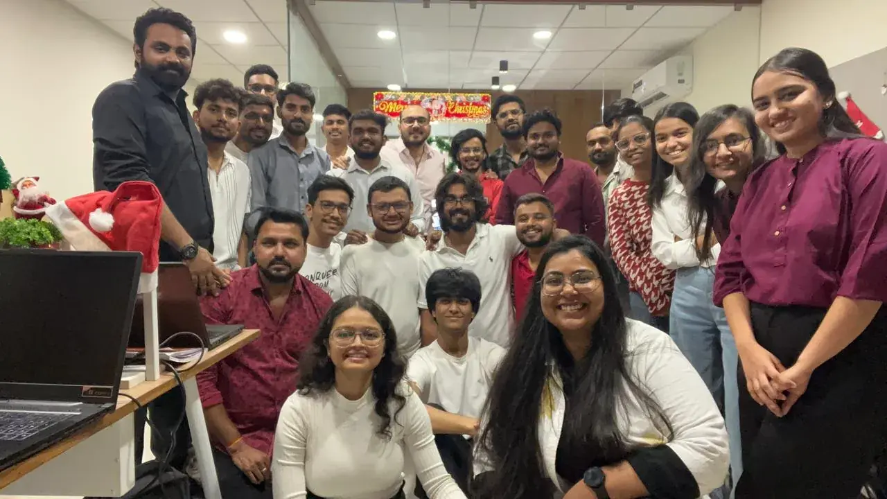 The team at a year-end celebration
